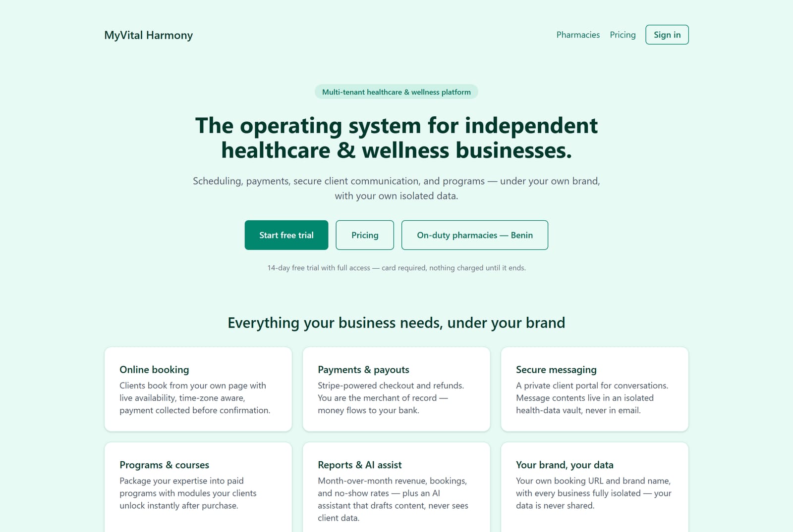 myVitalHarmony running in production